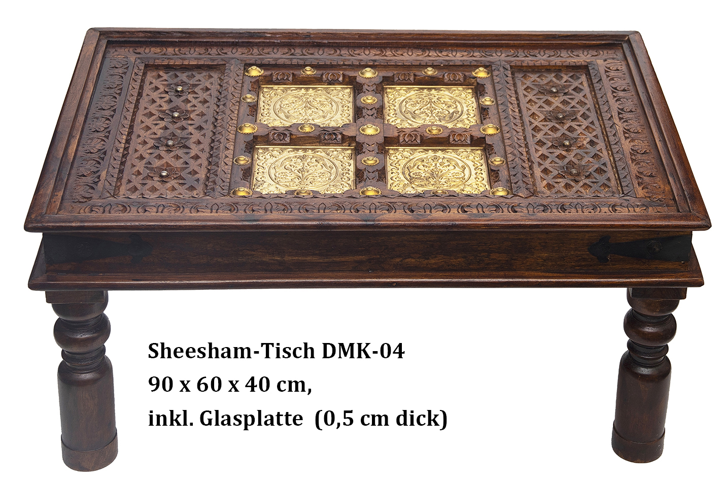 Shhesham-Tisch mit Glasplatte 90Bx60Tx40H (cm)